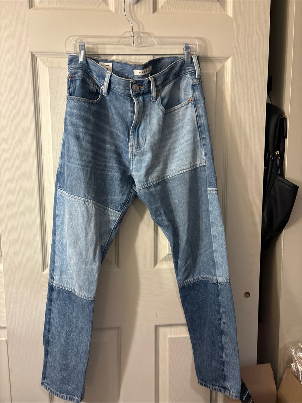 PacSun Men's Patchwork Two-Tone Blue Jeans slim taper size 30/30